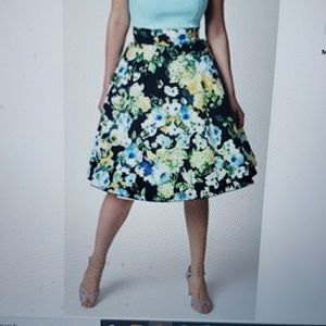 Sara by Unique Vintage Floral Swing Skirt 1950s